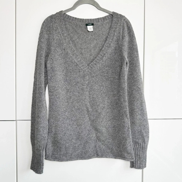 J Crew Sweater Silver Metallic Gray Size Medium Wool Alpaca Evening Dressy Shiny - Picture 1 of 6